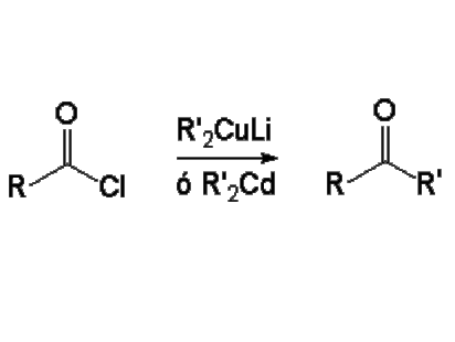 Reacción de organocupratos y organocádmicos con haluros de ácido